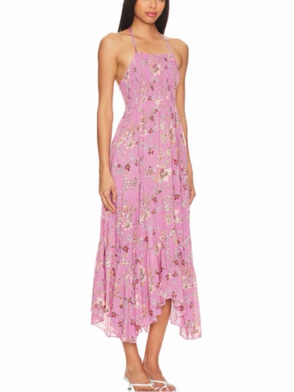 Free People Heat Wave Maxi Dress Pink Combo Sz L